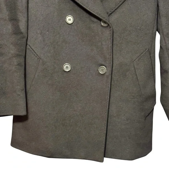 MAX MARA 100% Virgin Wool Made In Italy Double Breasted Black Pea Coat Size 2 - Picture 5 of 14